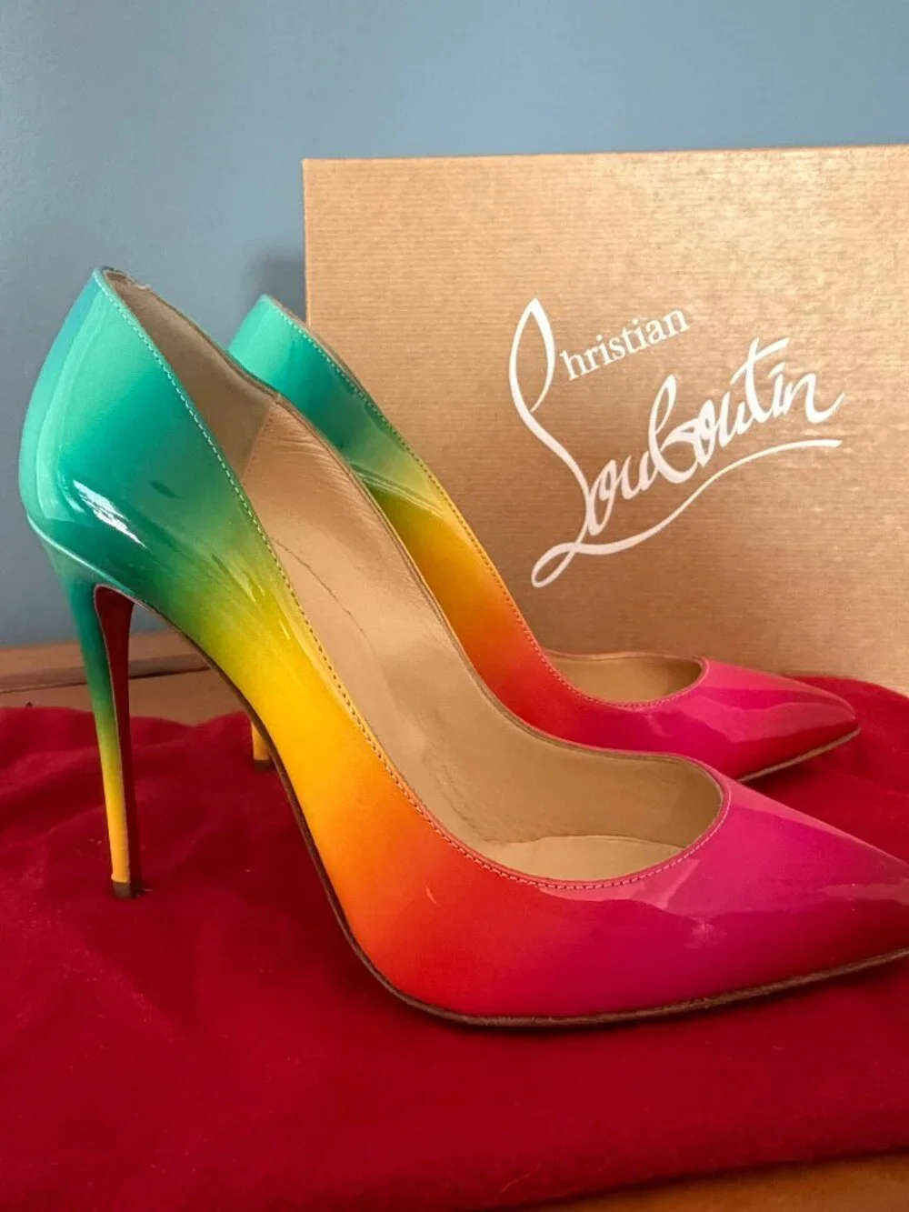 Christian Louboutin Rainbow Ombré Pigalle Follies 100 Pumps 36.5